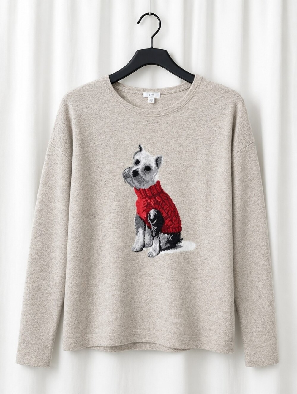 J. Jill Weston the Dog Beige Heathered Pullover Cotton Blend Casual Knit Sweater